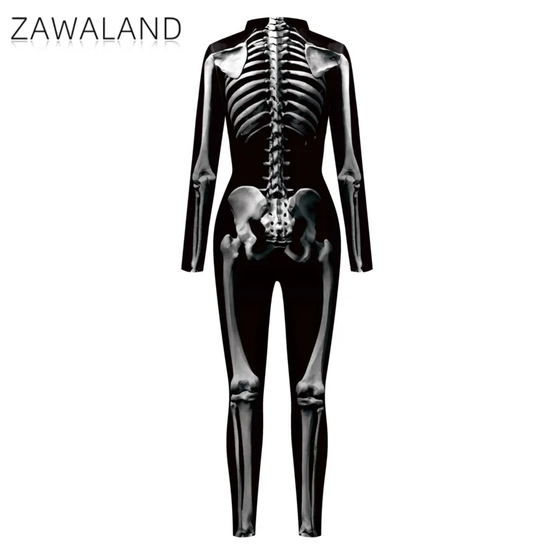 Zawaland-ハロウィンマッチングスーツ,3Dスケルトンプリント,全身タイツ,コスプレ衣装,パーティー,親子,セクシー,スパンデックス,キャットスーツ,rz7203