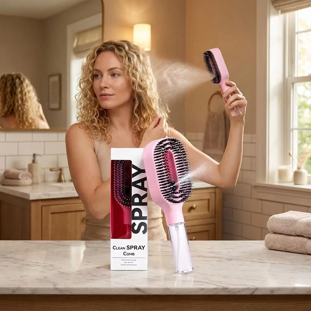 Professional Salon Ionic Misting Hair Brush Anti Frizz One Click Spray Water Portable Hydrating Detangling Shine Brush view 6