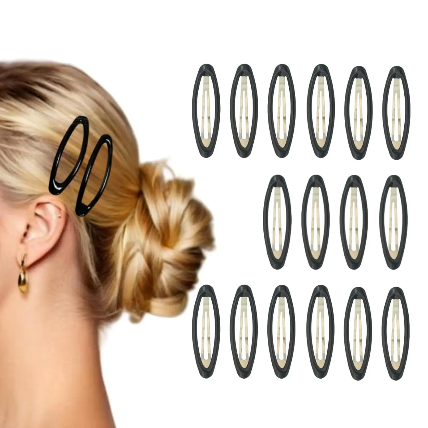 

16 Pieces Hair Clips for Thick Hair 2.8 Inch Oval Shape Black XL Hair Clips for Women Metal Snap Non
