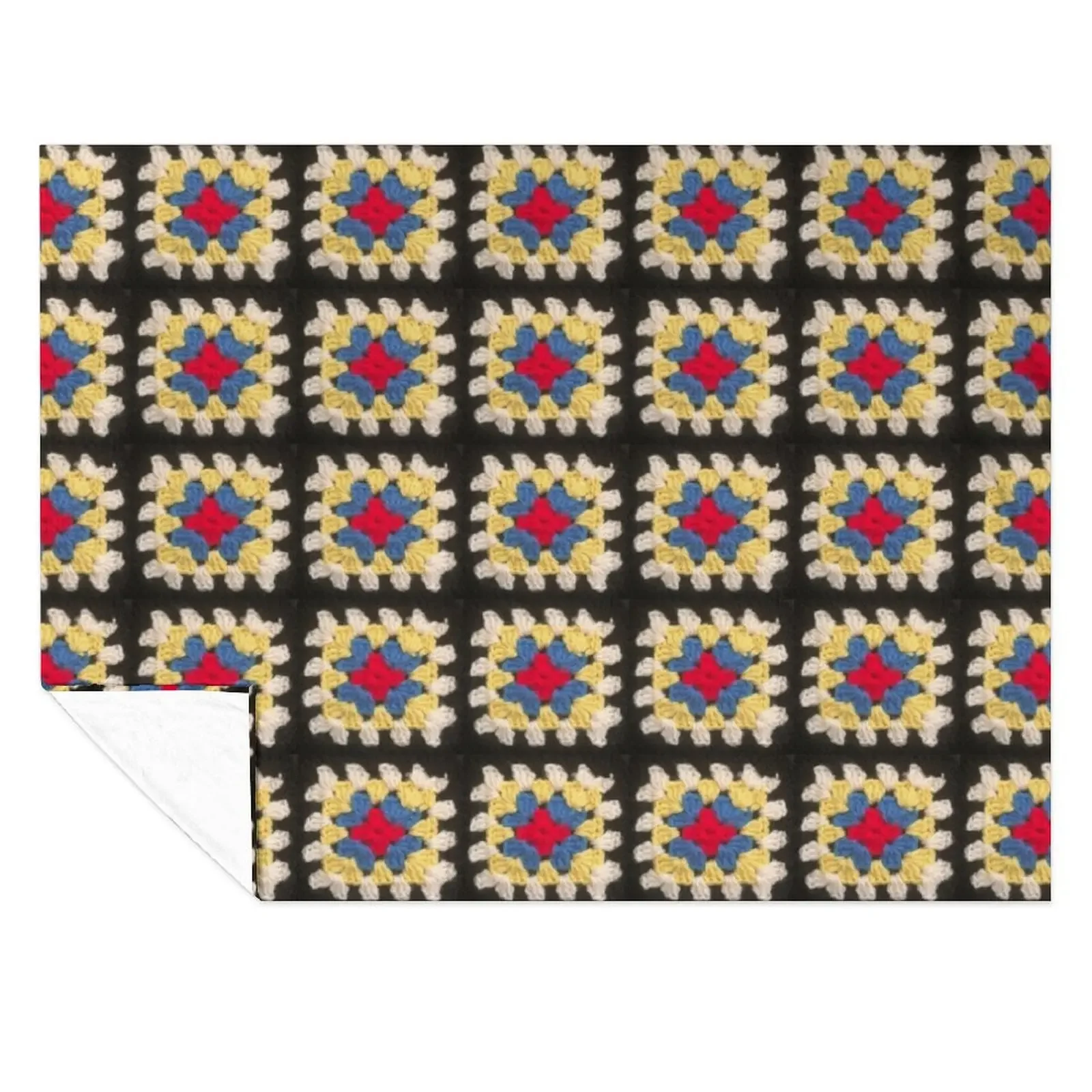

Primary colours granny square Throw Blanket Flannel Bed covers Polar Blankets For Sofas Blankets