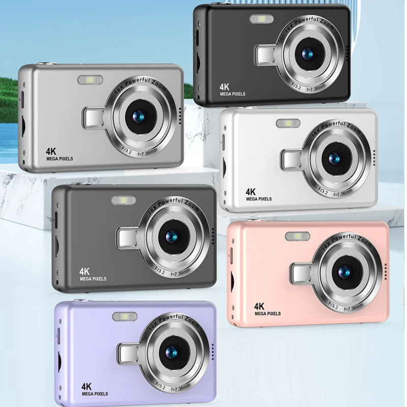 Câmera Digital Infantil CCD 1080P 96MP com Autofoco, Câmera para Vlogging, Filmadora com Zoom 16X e Tela IPS de 2.4 Polegadas para Fotografia Adulta