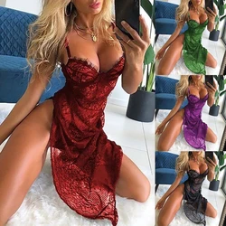 2024 Erotic Sexy Lingerise Women's Sheer Mesh Nightdress Sleepwear Babydoll Underwear Nighty Sets Bathrobes Pajamas Hot Dresses