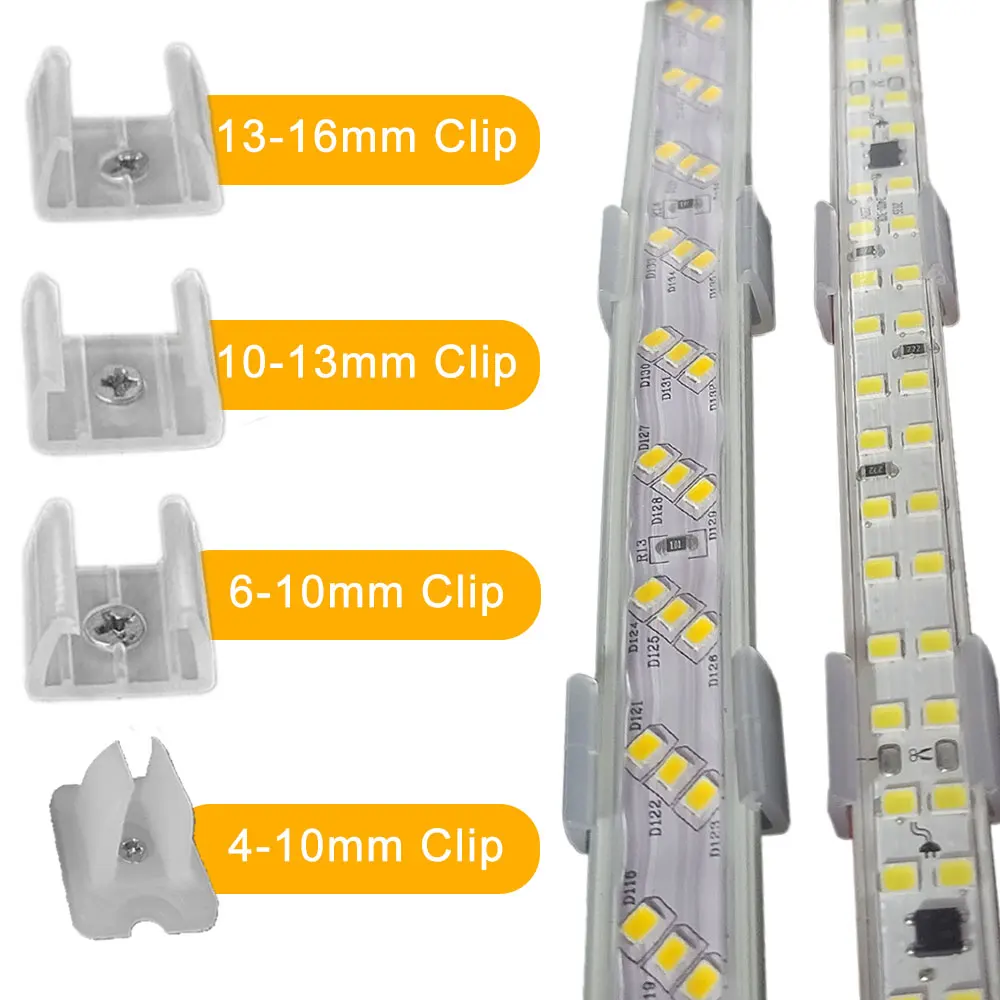 Złącze taśmy LED Klipsy mocujące Wysokiej jakości plastikowe akcesoria Uchwyt Śruba Klamra Mocowanie na ścianie Dla 2835 Neon Light 220V COB