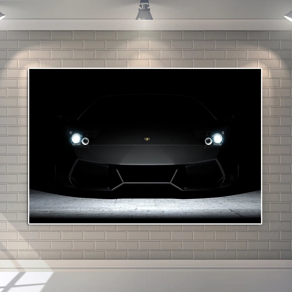 Black And White Luxury Racing Canvas Painting Abstract Murcielago Sports Car Poster Supercar Wall Art Print Room Home Decor Gift