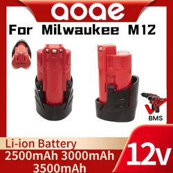 battery 2.0Ah/3.0Ah/3.5Ah Suitable for Milwaukee M12 XCV 48-11-2410 48-11-2420 48-11-2411 12Vcordless tool