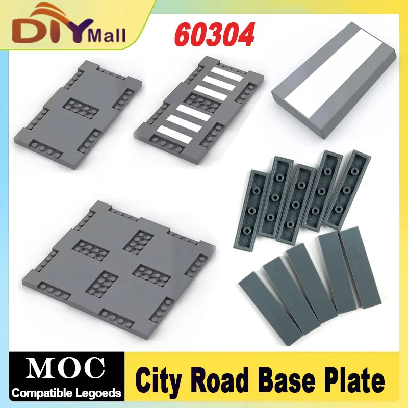MOC City Road Baseplate Set Flyover Crossroads Puzzle Building Blocks for STEM Toys Compatible with Legoeds 60304