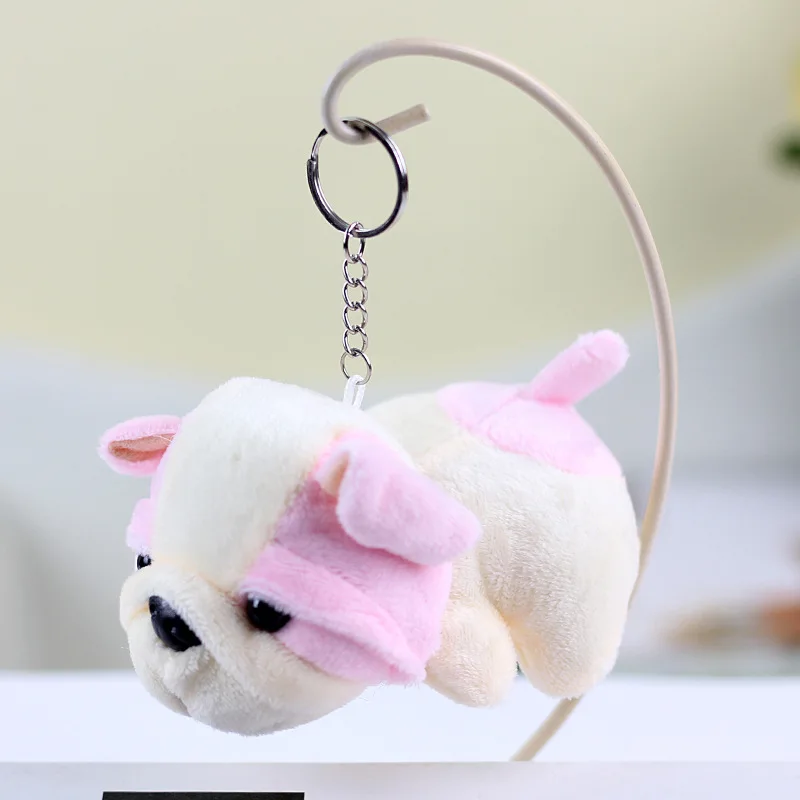 Kawaii Simulation Puppy Plush Toy Shar Pei Small Pendant Doll Keychain Bag Pendant Plush Bulldog Keychain Plush Stuffed Doll Toy