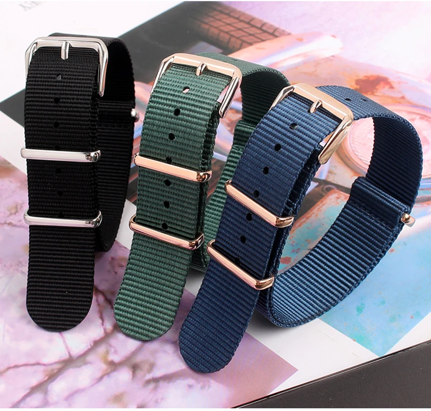 Ribbed For Briston Seiko DW Citizen Tissot 24mm 20mm 22mm 18mm Rugged Nylon Military Bracelet Braid Ballistic Fabric WatchBand