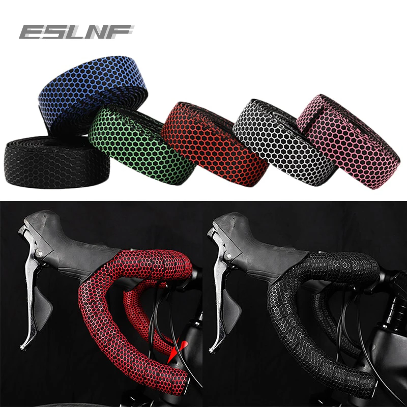 ESLNF Bike Handlebar Ctrap EVA Cushioned Comfort Strap Bike Color Tape PU Cycling Damping Anti-Vibration Wrap Bike Accessories