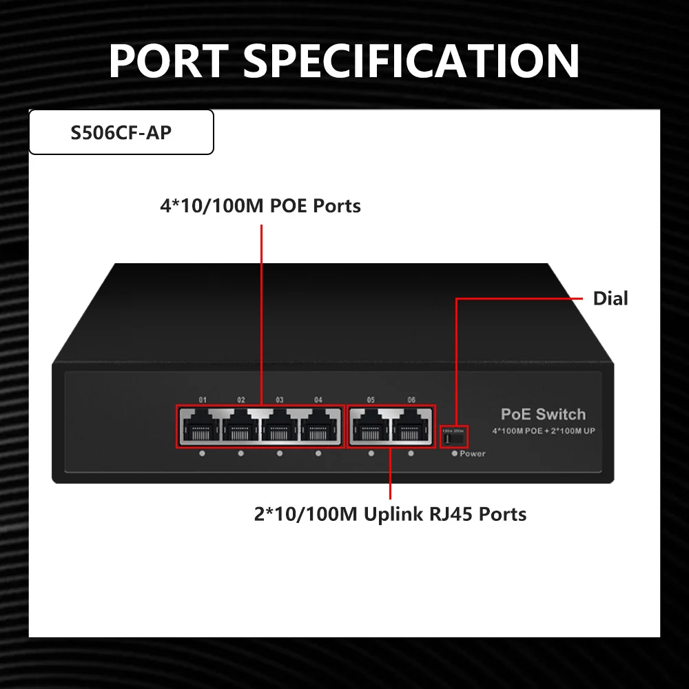 Imagem -04 - Poe ai Smart Ethernet Switch Interruptor de Rede para Câmera ip ap sem Fio Portas Rj45 100m Portas 10 m 100m