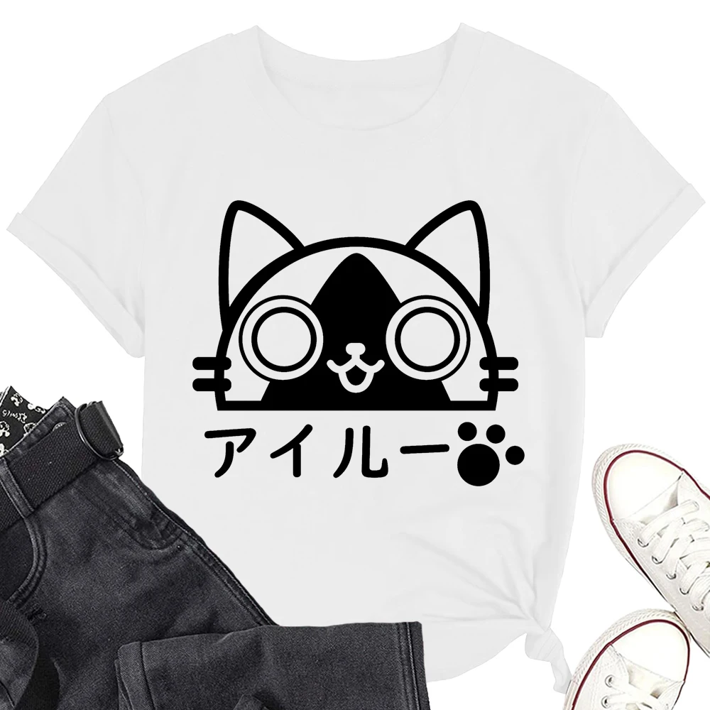 

Monster Hunter Game Palico Cute Cat Short Sleeve T-shirt Men/Women Casual Tee Vintage Fashionable Shirts