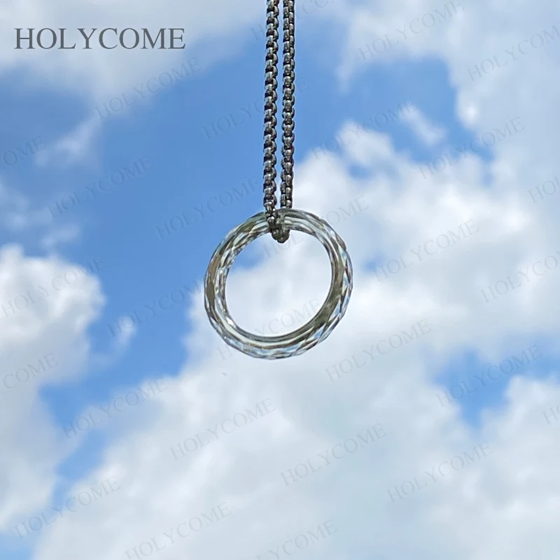 Moissanite Ring Come With Free Necklace Chain VVS1 Champagne Green Round Ring With GRA Jewelry Wedding Engagement Ring Charms