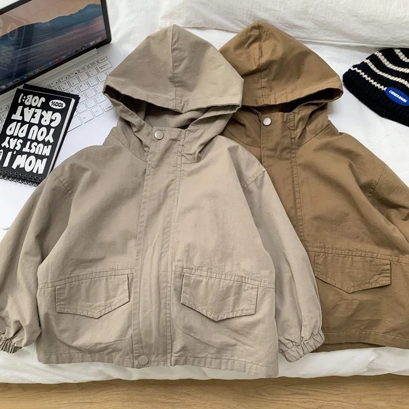 Boys Fashion Hooded Jacket New Children's Autumn Casual Trench Outerwear Baby Girls Spring Fashion  Coats Kids Windbreaker 2-8Y