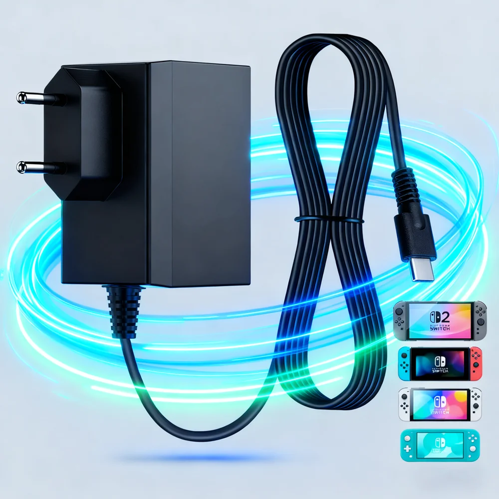 39 W GaN-Ladegerät für Switch 2 Switch Lite OLED Dock Pro Controller, 1,8 m Kabel unterstützt TV-Modus, NS2 39 W Netzteil für NS 2