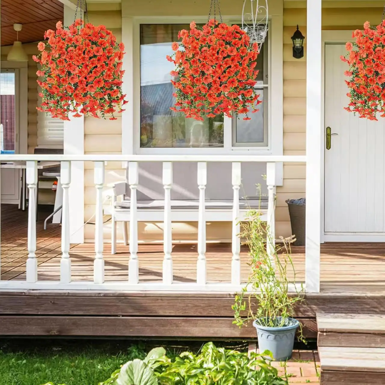 Artificial Morning Glory & Eucalyptus Nonfading Rattan Hanging Wall Door Decoration Fake 75cm Plants Garden Party Decoration