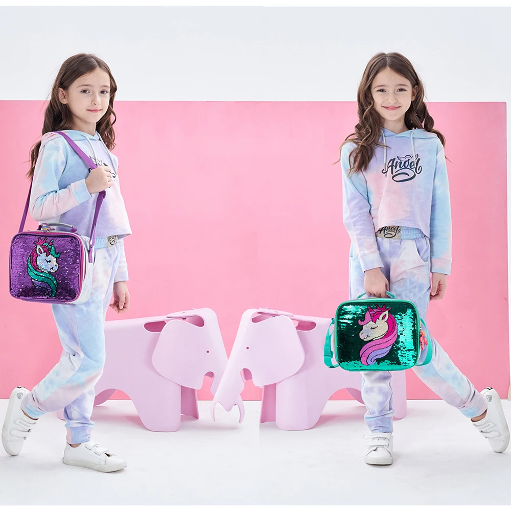 Meetbelify Cute Backpacks for Girls Unicorn Sequin School Bag for Primary School Student With Lunchbag Penbag