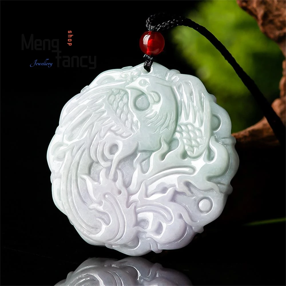 Natural Myanmar A-goods Jadeite Mandarin Ducks Color Phoenix Jade Pendant Simple Retro Best Selling Handicraft Fashion Jewelry