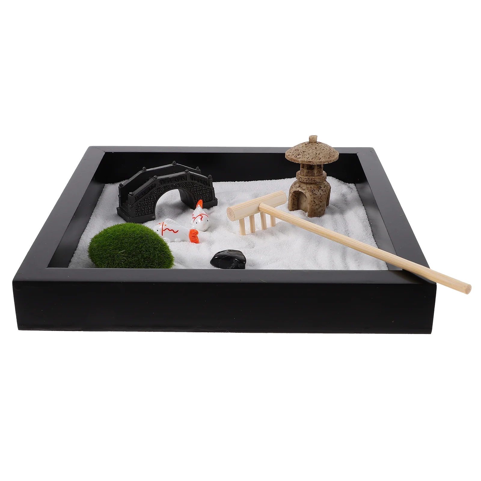 Wooden Decorations Zen Sand Garden Sandbox for Desk Table Artware Ornament Figure Model