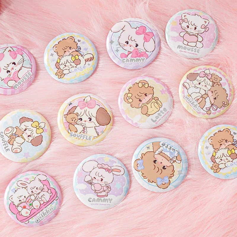 Mikko Badge Card Blind Bag Kawaii Tinplate Genuine Badge Decorative Badge Girl'S Gift Random Extraction A Variety Of Patterns