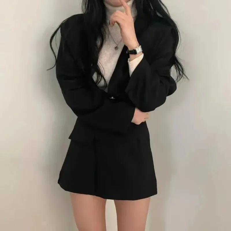 Gray Design High-end Women\'s Suit Skirt Spring and Autumn Jacket Commuter Casual Fashion Two-piece Thin Coat Blazer
