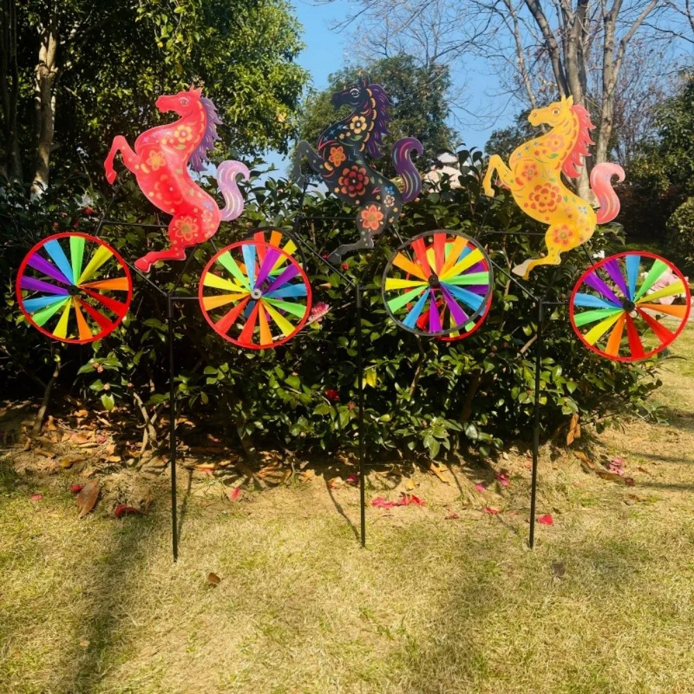 

Cute 3D Horse Animal on Bike Windmill Waterproof Oxford Fabric 75cm/95cm Novelty Windmill 2 Styles