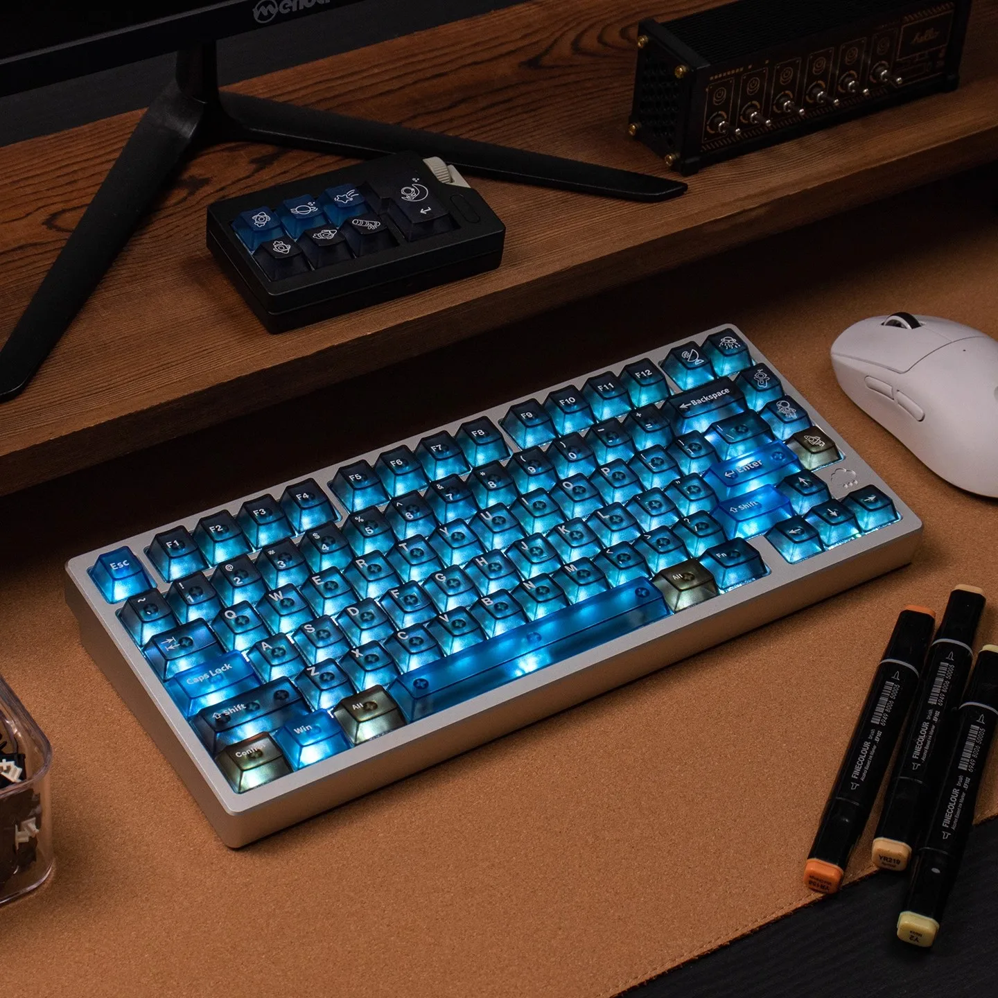 

153 PC Keycap Fog Penetration Set PC Custom Frosted Transparent Keyboard Cap Cherry Profile Gaming KeyCap for Mechanical Keyboa