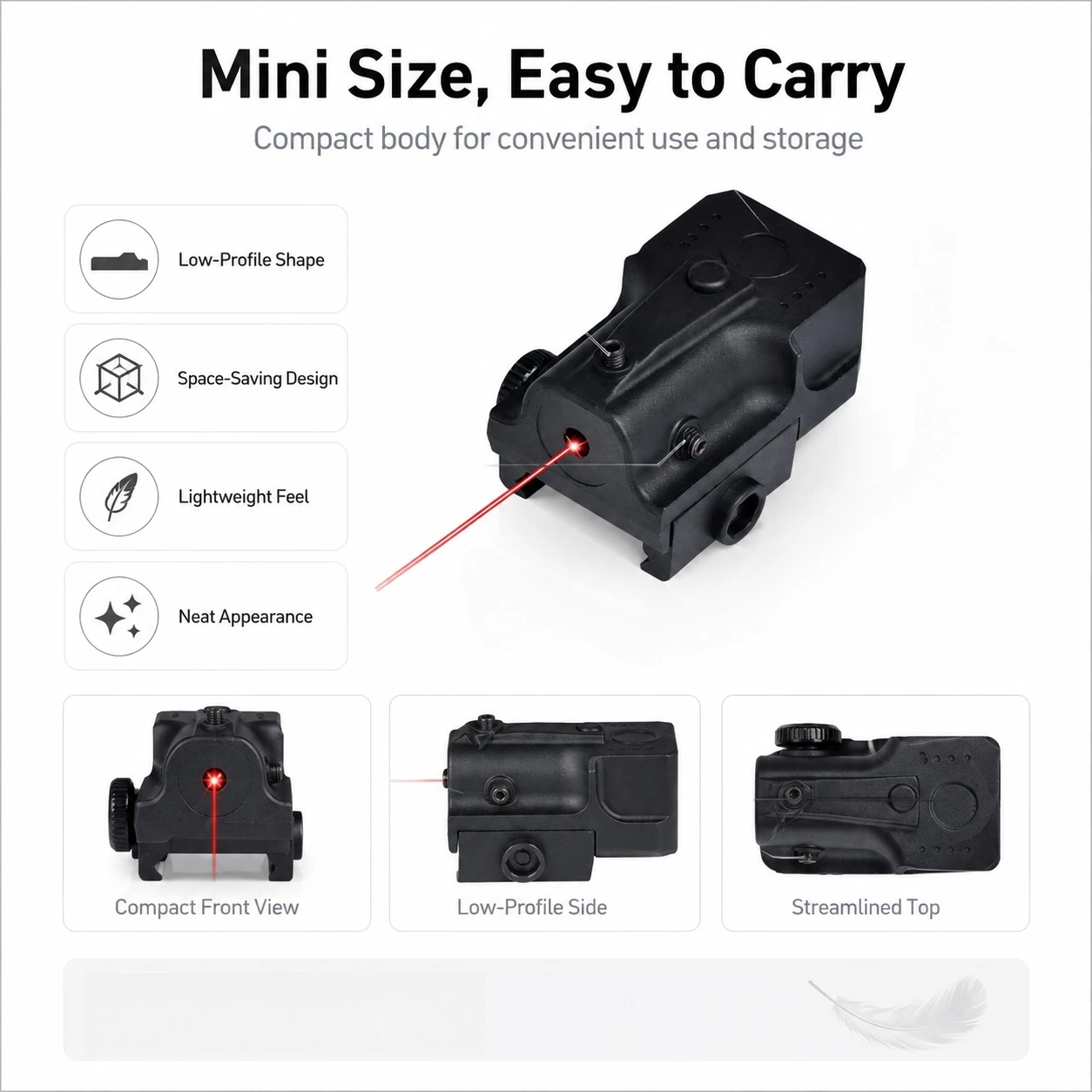 Mini Red Light Hobby Ornament Universal 20MM Adjustable Rail Mount Decor Module
