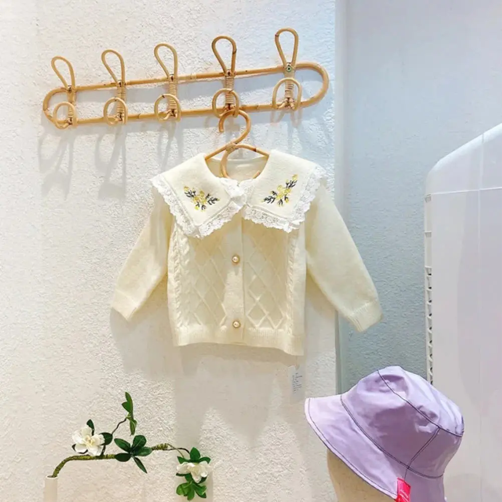 

1Pcs Rattan Hanger Double Hooks Standard Size Clothes Rack Clothes Drying Organizer Closet Storage Decorative