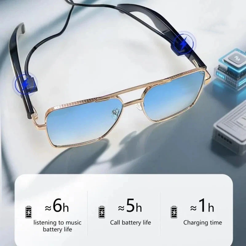

AI Smart Glasses 2 In 1 Fashion Wireless Earphone HD Call Remote Control Photography Bluetooth Smart Sunglasses