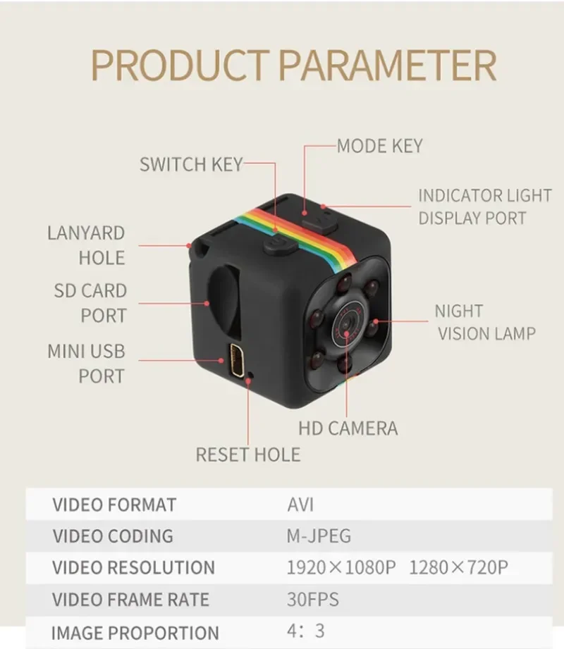 มินิกล้อง 1080p Mini Night Vision กล้องกีฬากลางแจ้งกันน้ําขี่จักรยานเครื่องบันทึกภาพดําน้ํากล้อง