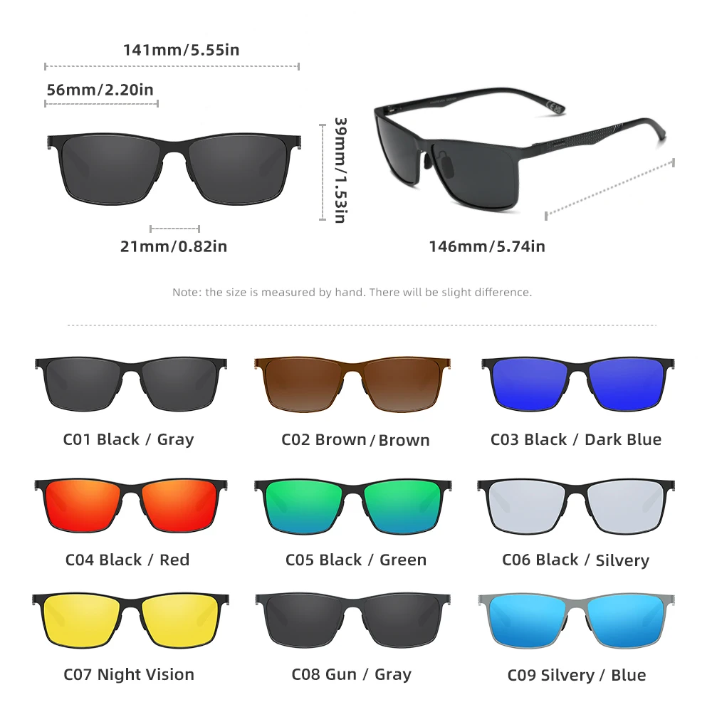 KINGSEVEN rectangle Aluminum Sunglasses Men/Women Polarized  High Quality Anti-Glare Mirror Lens Mirror Sun Glasses Eyewear
