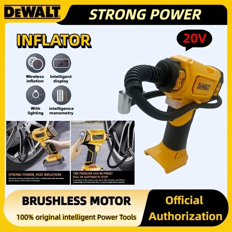 DEWALT Batterie-Luftkompressor, automatischer Reifenfüller, kabellose elektrische Handpumpe mit digitalem Manometer für Auto, Fahrrad