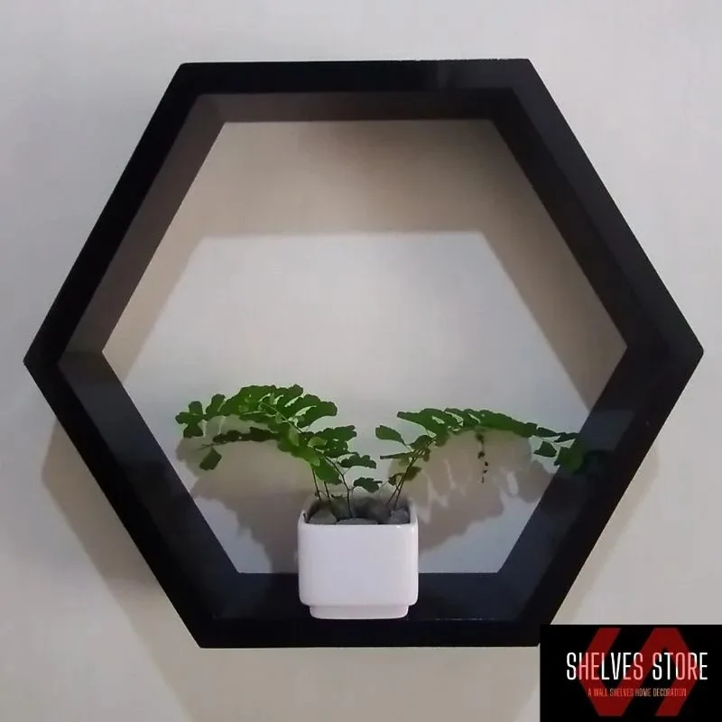 Small Hexagonal Floating Shelf Wall-Mounted Living Room Entryway Decor Hanging Storage for Books,Plants,Photos,Floating Shelves