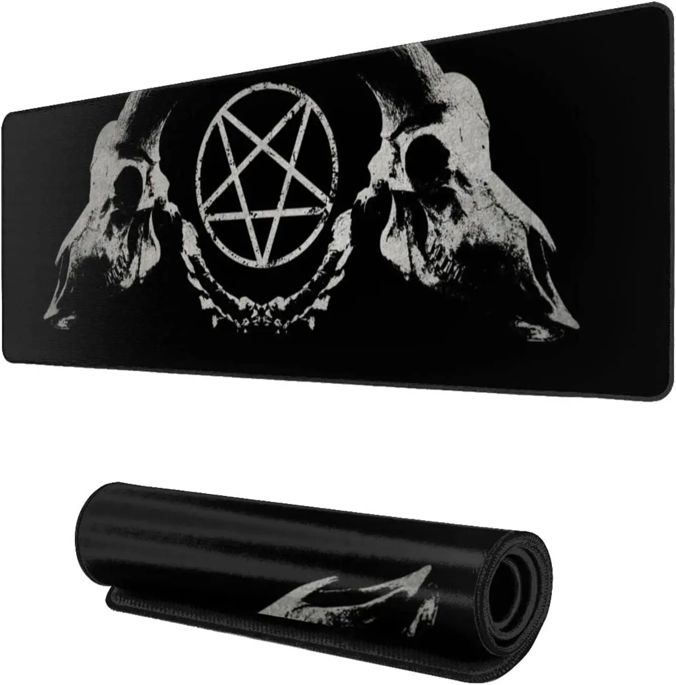 Gothic Occult Satan Penta Symbol Skull XL Large Mouse Pad Non-Slip Long Extended Pads Mousepad Rubber Table Mat 31.5X11.8Inch