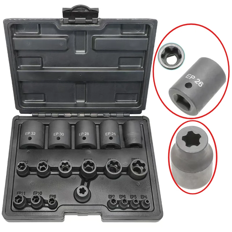 

External Torx Plus Socket Set 5 and 6 Point Socket EP4, EP5 - EP32 1/2'' 3/8'' 1/4'' for Tesla Battery Pack Screw Removal Tool
