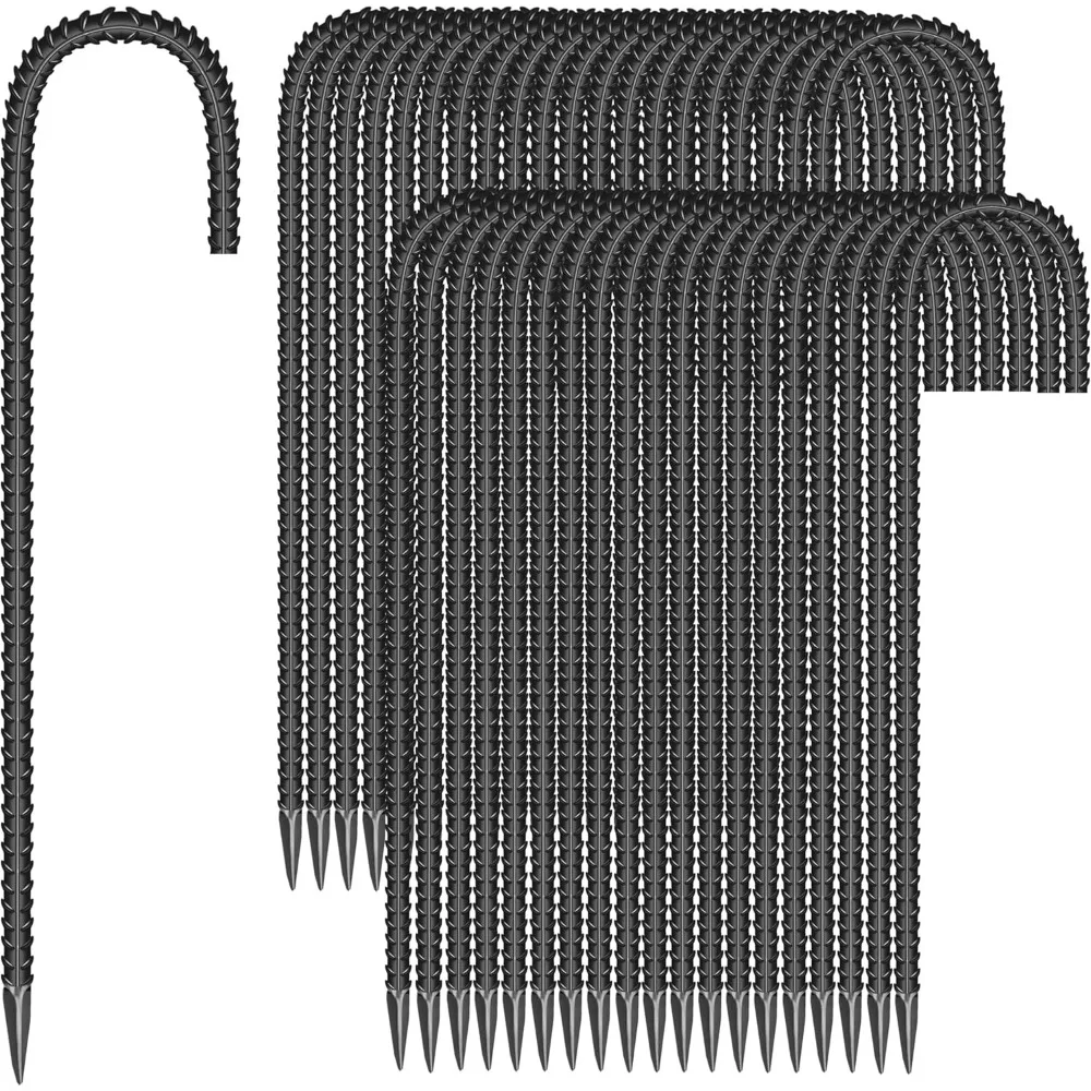

Упаковка из 40 12-дюймовых арматурных кольев из оцинкованной стали с J-образным крючком для палаток, заборов и батутов