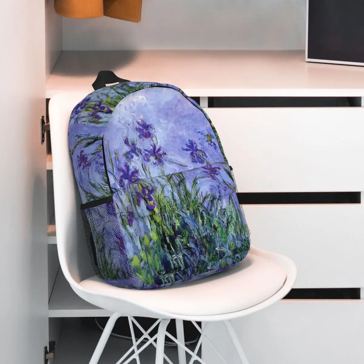 Claude Monet Lilac Irises 191 Backpack Student BookBag Men Women School Bag Computer Shoulder Bags view 6