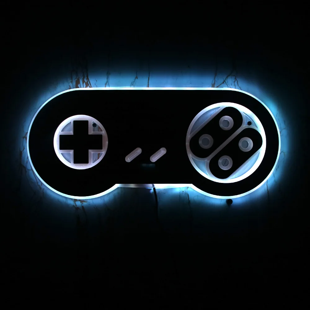 

Video Game Gamepad Controller LED Lighted Sign Wall Mirror with LED backlight Game Room Remote Control Color Changing Wall Light