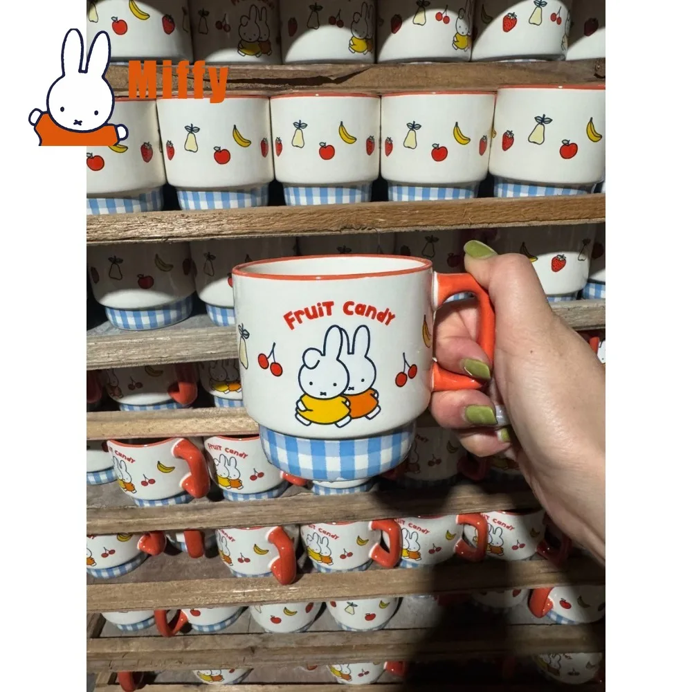 Kawaii Miffy Ceramic Mug Cute Rabbit Coffee Cup Stackable Milk Water Tumbler Breakfast Juice Porcelain Oatmeal Tableware Gift view 6