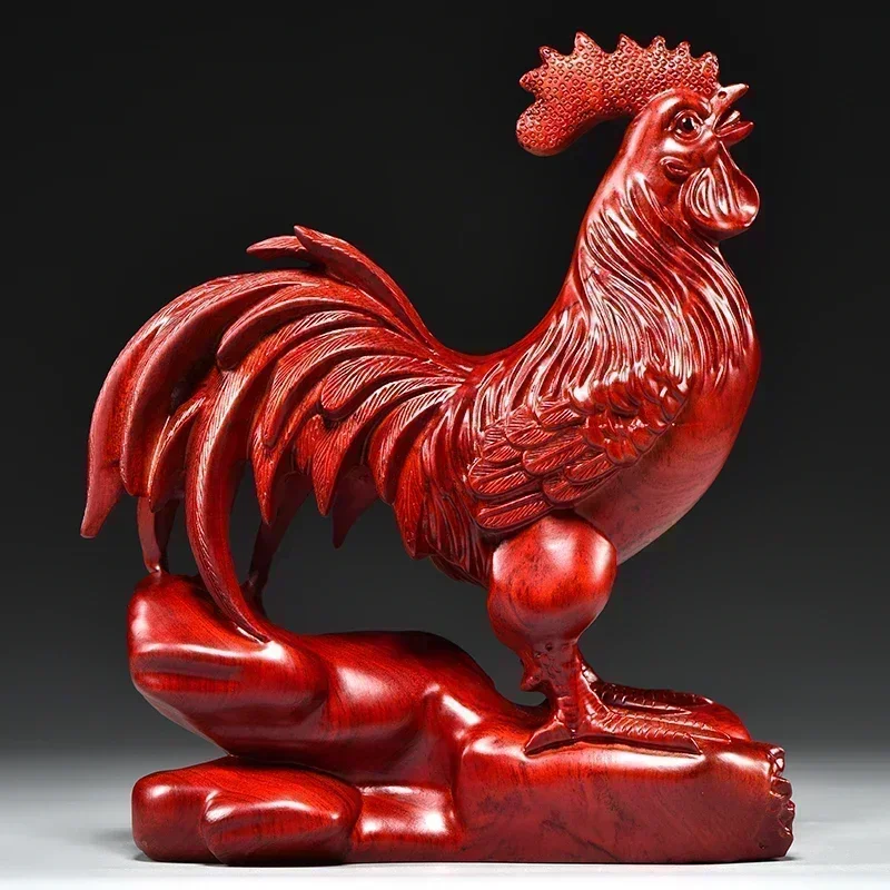 Rooster Figurine wooden Good Luck Chicken Statue Feng Shui Ornament for Home Office Collection Decoration Comfy Hour Farmhouse