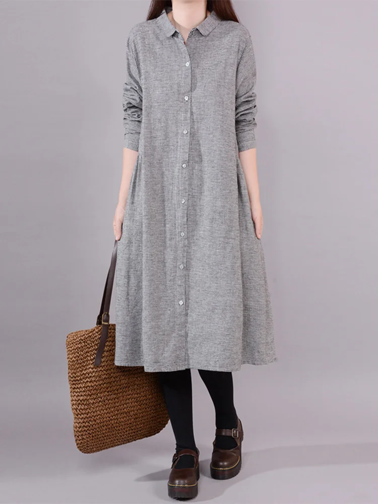 

Женская длинная юбка в клетку Sve irt Dr, льняная хлопковая юбка Dr, корейский весенний трапециевидный воротник с воротником на одной пуговице...