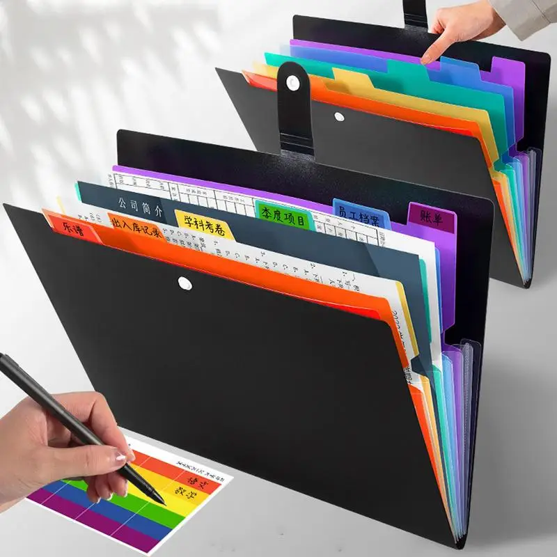 Expanding File Folder 7-Pocket Expanding File Folder Organizer With Colorful Labels Bill Organizer Large Capacity Paper Document
