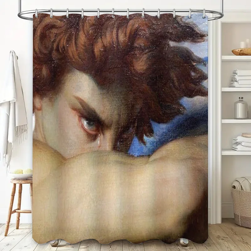 Vintage Renaissance Portrait Shower Curtain Biblical Art Bathroom Decor Religious Wall Tapestry Backdrop Scenic Home Decor