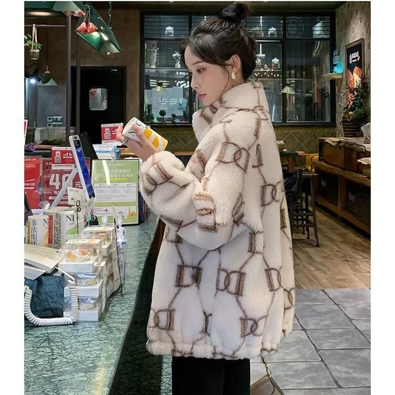 Thickened Parka Coat Women 2022 New Autumn Winter Lamb Wool Jacket Female Outerwear Fashion Loose Warm Cotton Clothing Overcoat