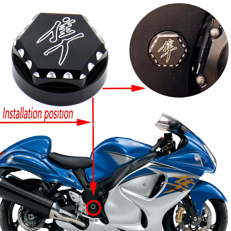 

For SUZUKI HAYABUSA 1999-2022 Motorcycle Swingarm Bolt Frame Cover Accessories Aluminum Protector Hex Ball Cut Cap Protector