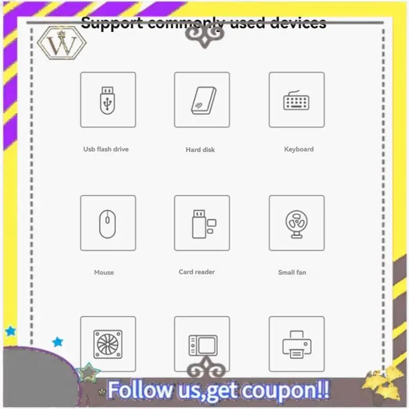 AU33-7-CH USB HUB Industrial Grade USB 2.0 Port Expansion Adapter For Win11/10/8 Linux