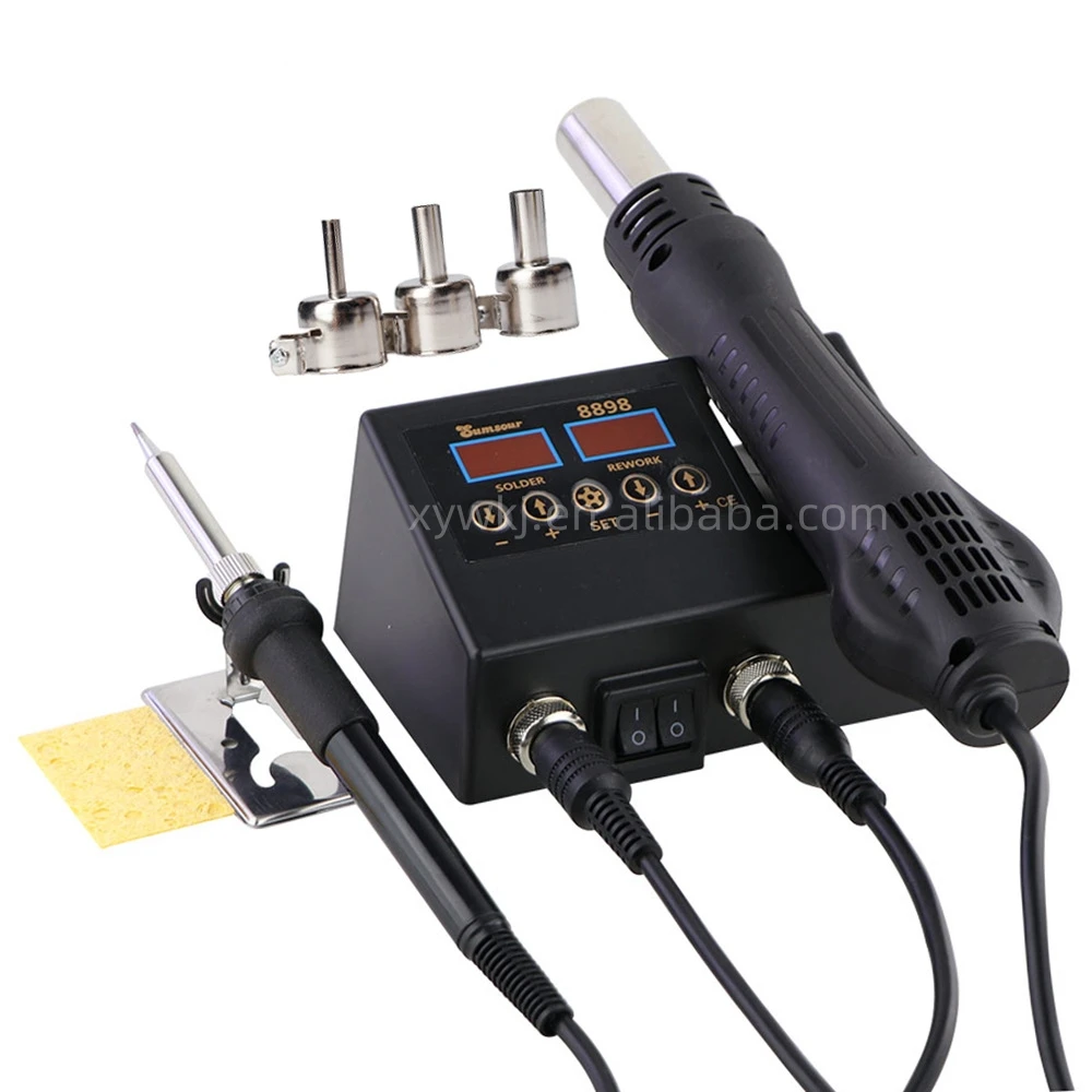 

8898 Soldering Station 2 In 1 Digital Display Hot Air Gun Welding Rework For Cell-Phone BGA SMD PCB IC Repair Solder Iron Tools