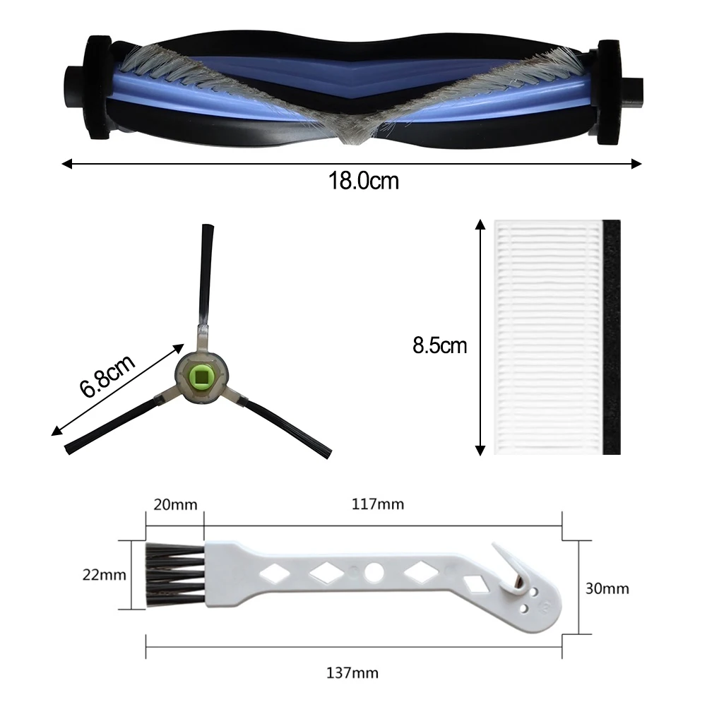 

Pet Hair Removal Robot Vacuum Kit Side Brush Set Replacement Parts For Robot Vacuum Side Brush Plastic Main Roller