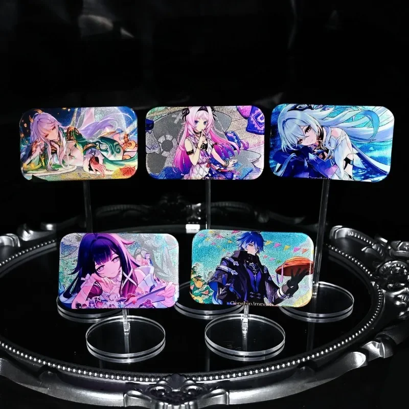 Creative Game Genshin Impact Colombina Flins Skirk Metal Hologram Brooch Pin Badge Jewelry Accessories For Clothes Backpack Gift