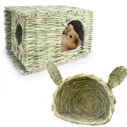 Rabbit Foldable Woven Cages Chinchilla Guinea Pig Bunny Grass Nest House Small Animal Rabbit Accessories